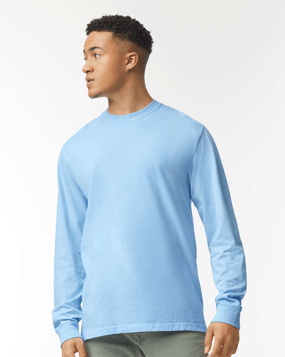 Garment-Dyed Heavyweight Long Sleeve T-Shirt - OnModelFront - B08108063 - Hydrangea