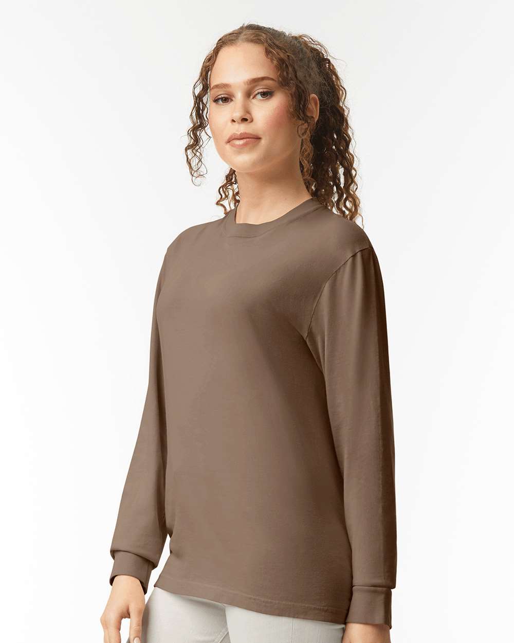 Garment-Dyed Heavyweight Long Sleeve T-Shirt - OnModelSide - B08108113 - Espresso