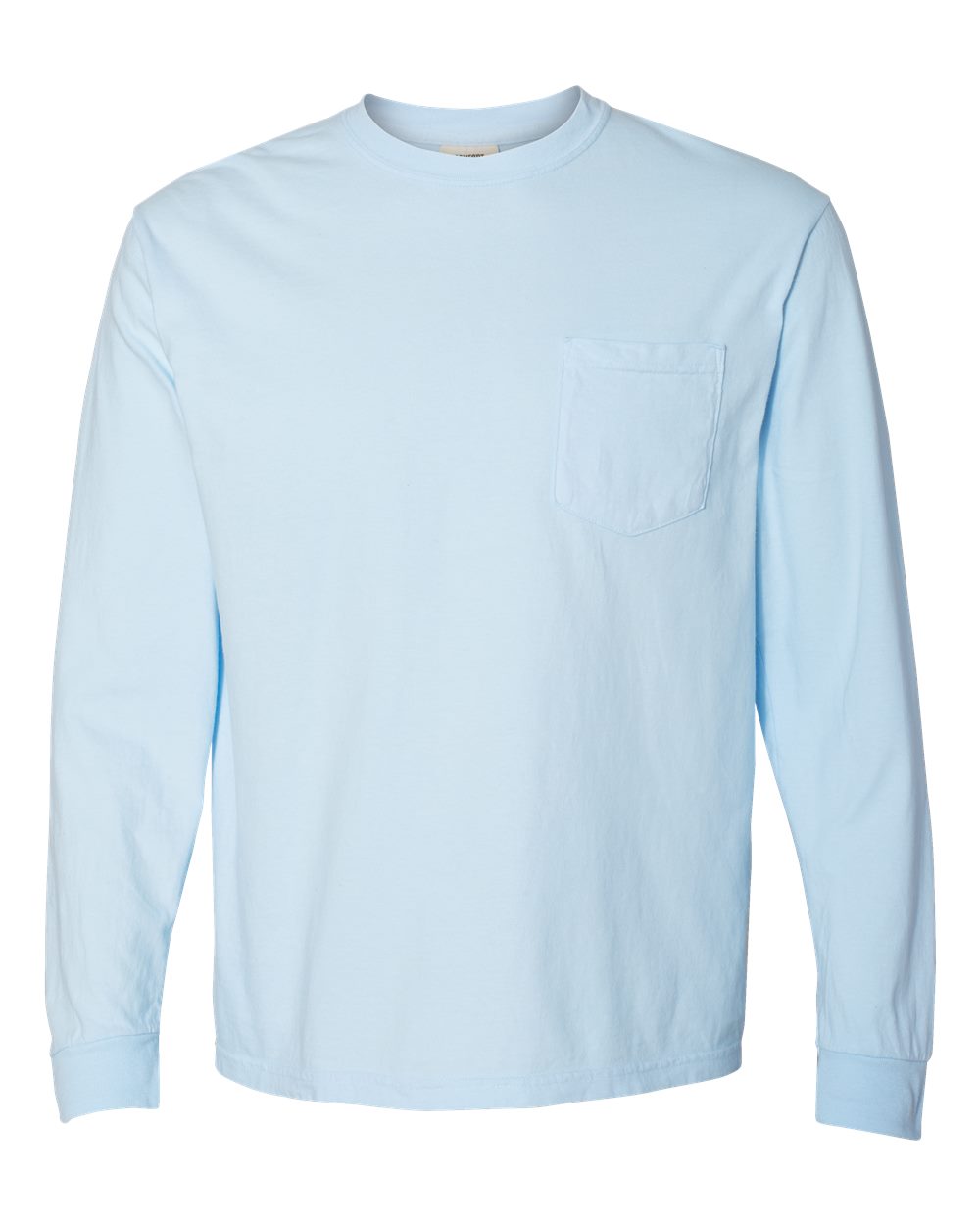 Garment-Dyed Heavyweight Long Sleeve Pocket T-Shirt - Front - B18508683 - Chambray