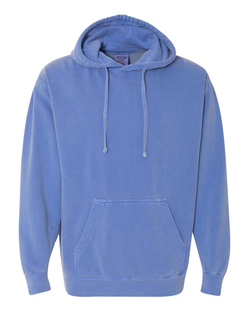 Unisex Garment-Dyed Hooded Sweatshirt - Front - B70108483 - Flo Blue