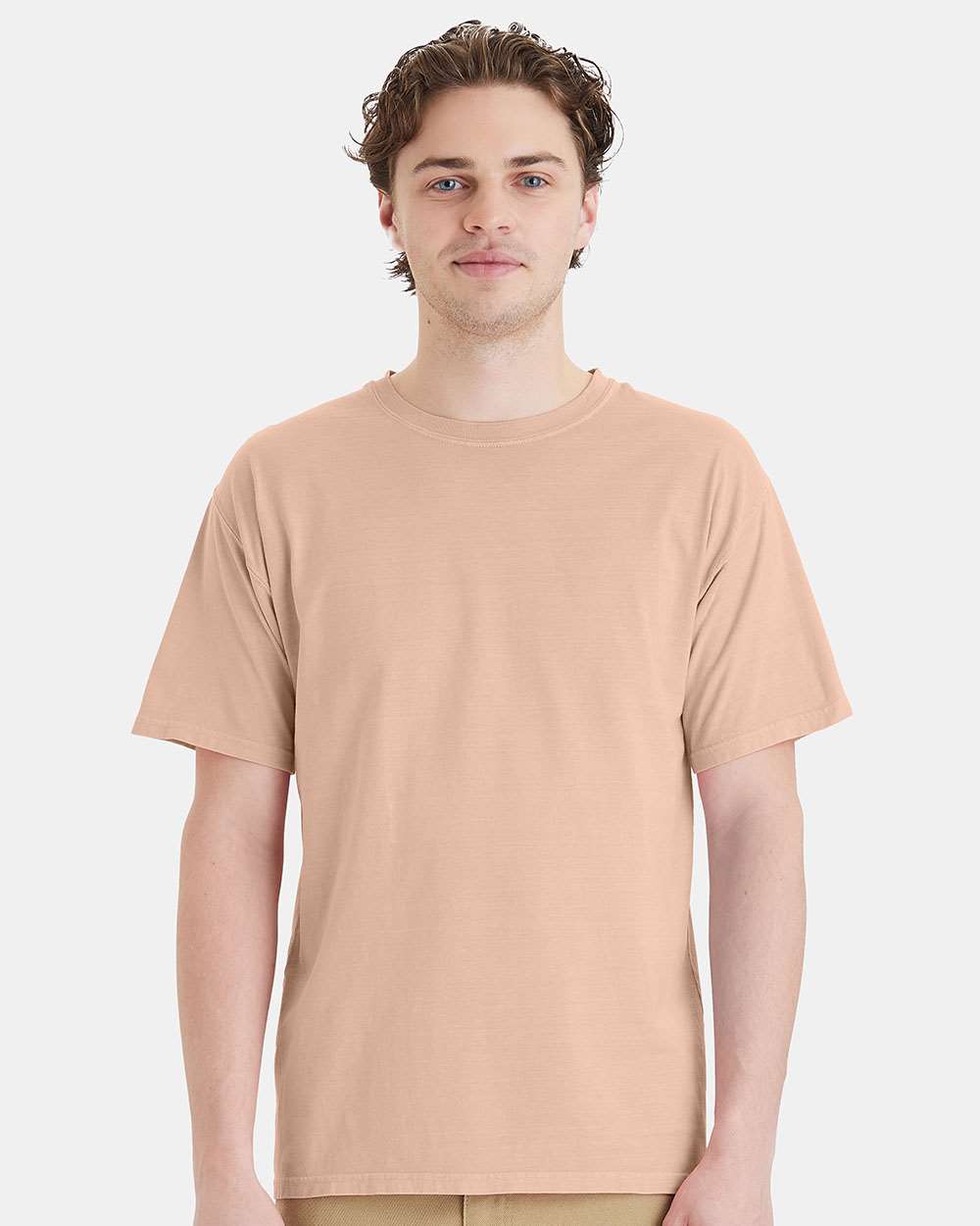 Unisex Botanical Dyed T-Shirt - OnModelFront - B11100003 - Botanical Annatto