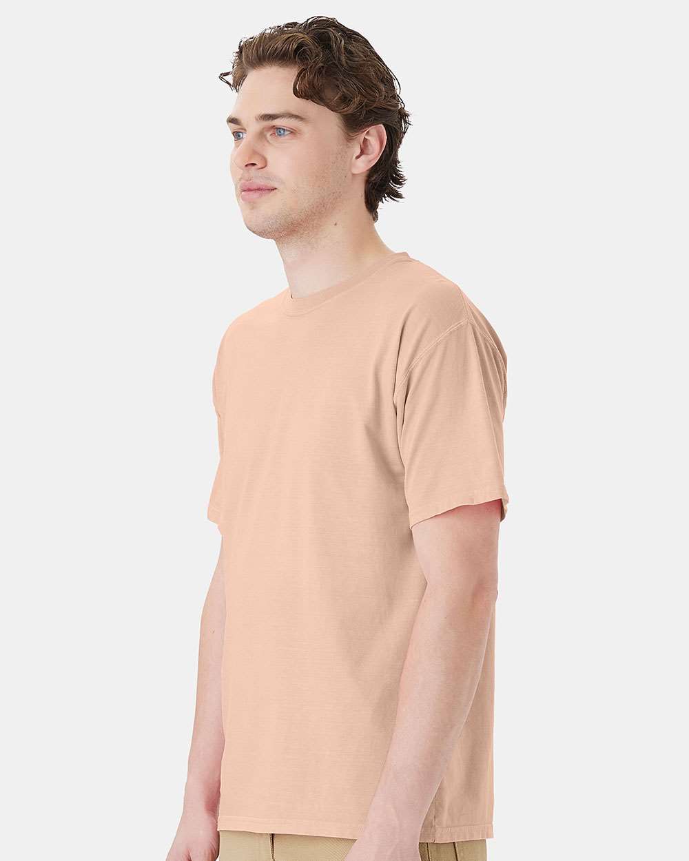 Unisex Botanical Dyed T-Shirt - OnModelSide - B11100003 - Botanical Annatto