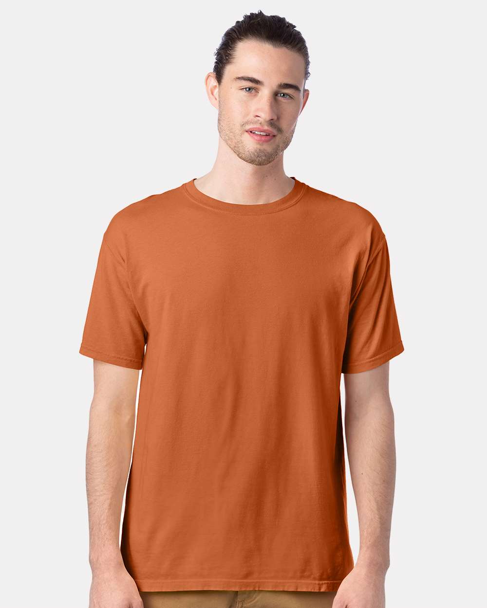 Men's Garment-Dyed T-Shirt - OnModelFront - B35100054 - Texas Orange