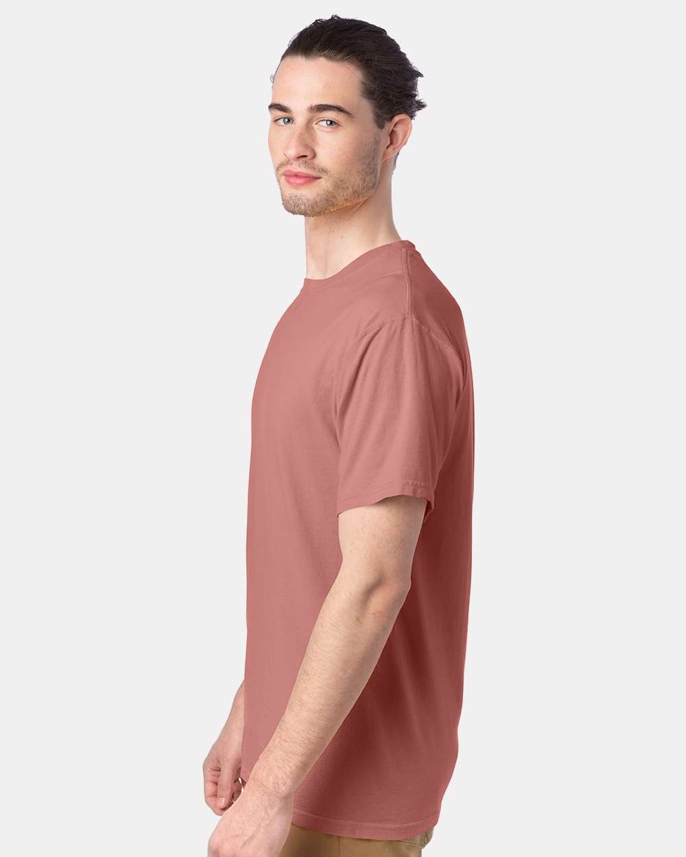 Men's Garment-Dyed T-Shirt - OnModelSide - B35100303 - Mauve