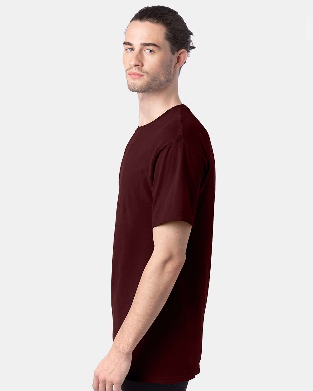 Men's Garment-Dyed T-Shirt - OnModelSide - B35100533 - Maroon