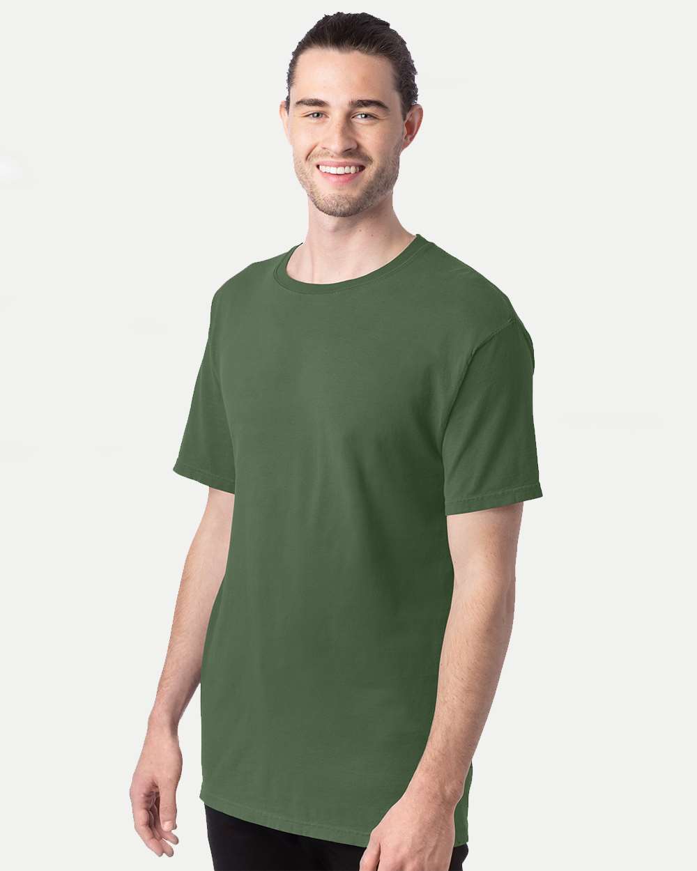 Men's Garment-Dyed T-Shirt - OnModelSide - B35100623 - Moss