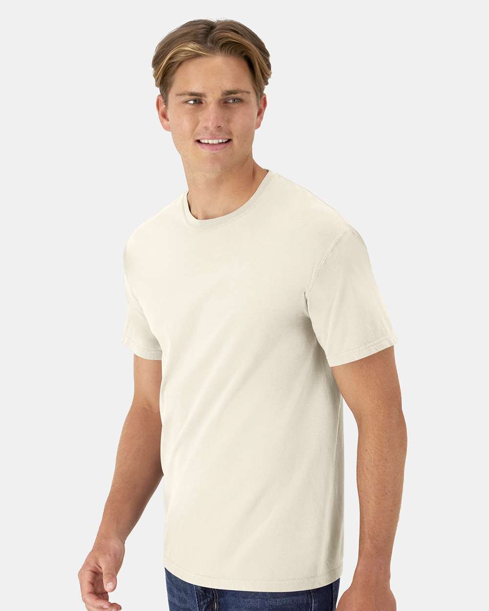 Men's Garment-Dyed T-Shirt - OnModelSide - B35100763 - Parchment