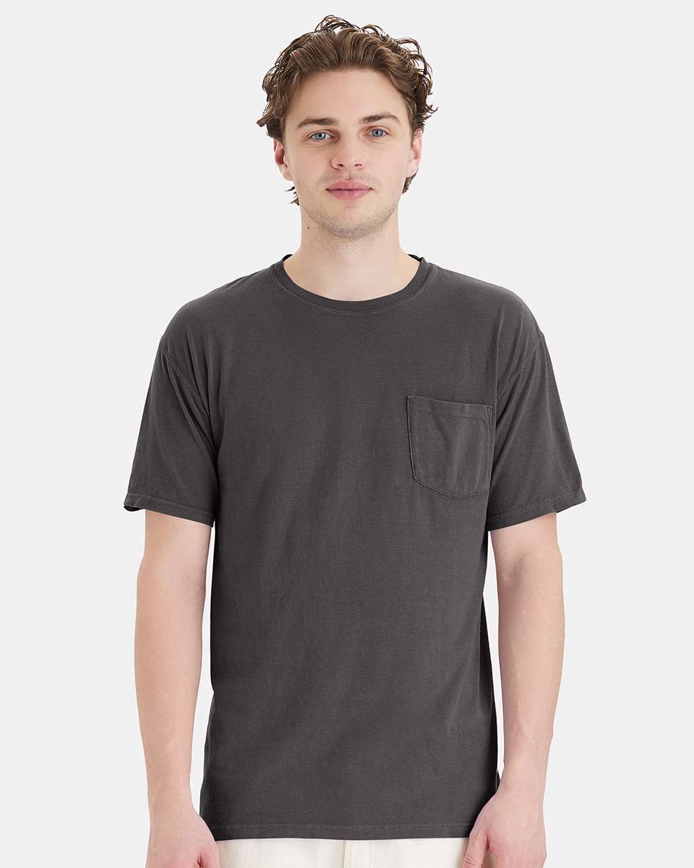 Unisex Garment-Dyed Pocket T-Shirt - OnModelFront - B35200093 - New Railroad Grey