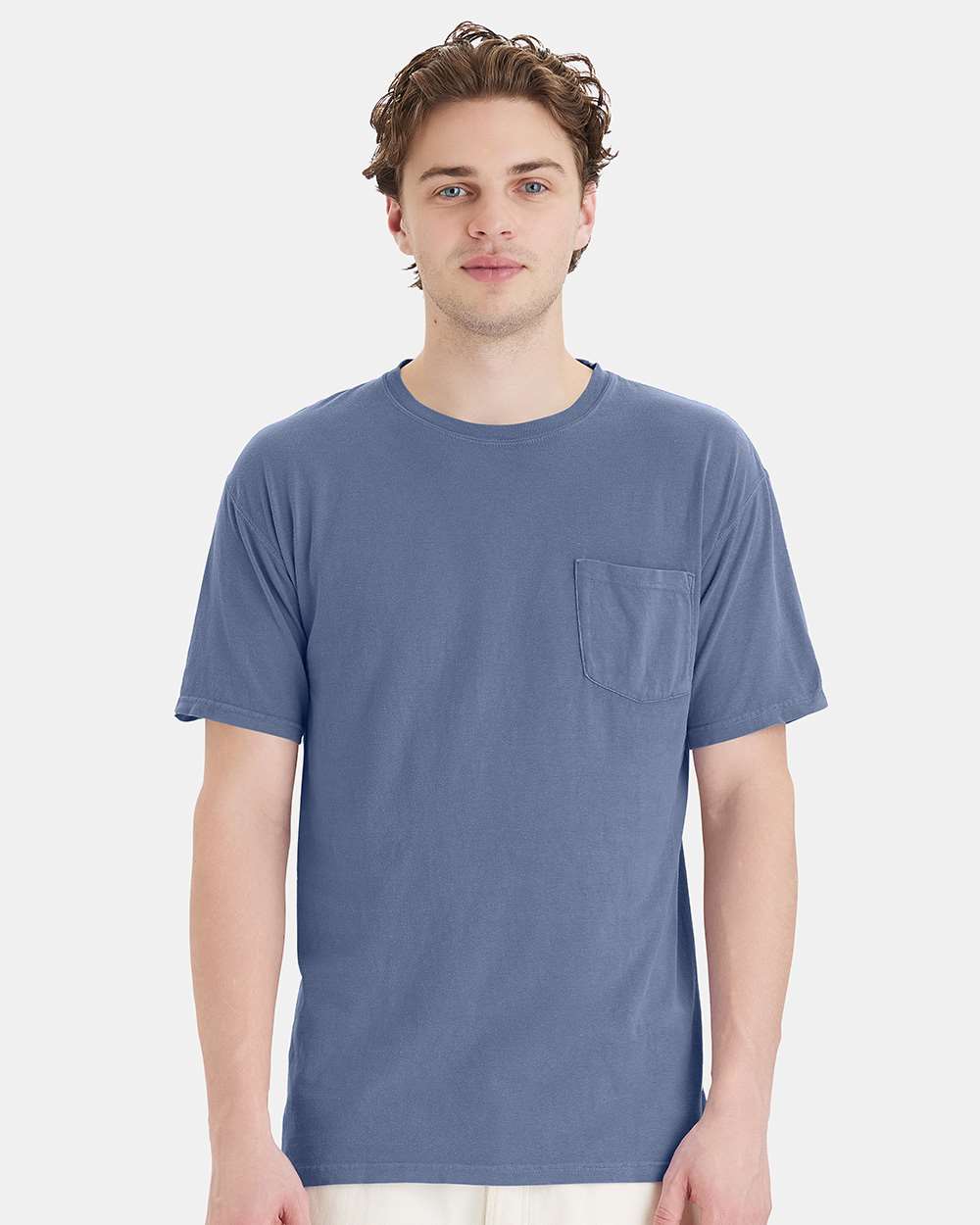 Unisex Garment-Dyed Pocket T-Shirt - OnModelFront - B35200103 - Saltwater