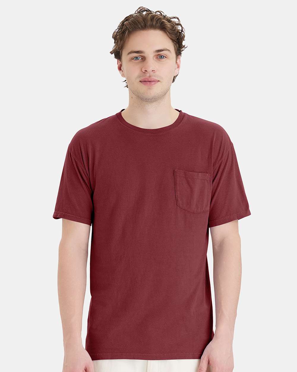 Unisex Garment-Dyed Pocket T-Shirt - OnModelFront - B35200323 - Cayenne