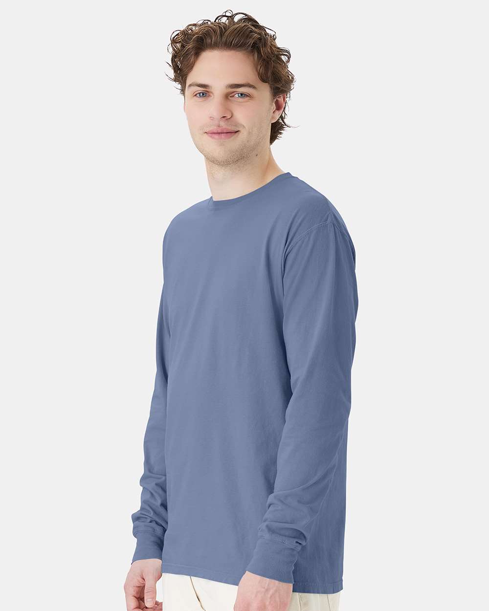 Unisex Garment-Dyed Long Sleeve T-Shirt - OnModelSide - B35300283 - Saltwater