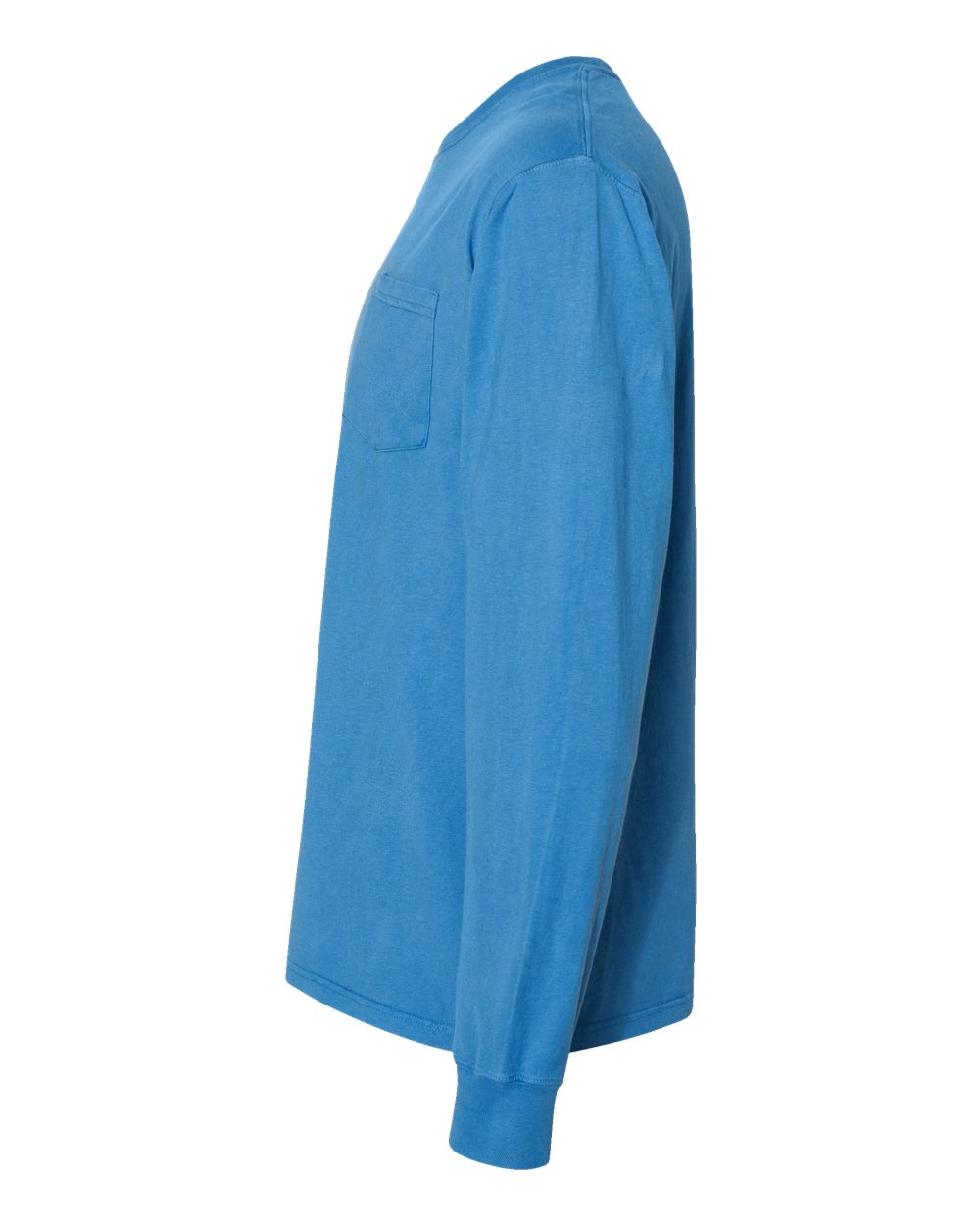 Unisex Garment-Dyed Long Sleeve T-Shirt With a Pocket - DirectSide - B35400253 - Summer Sky Blue