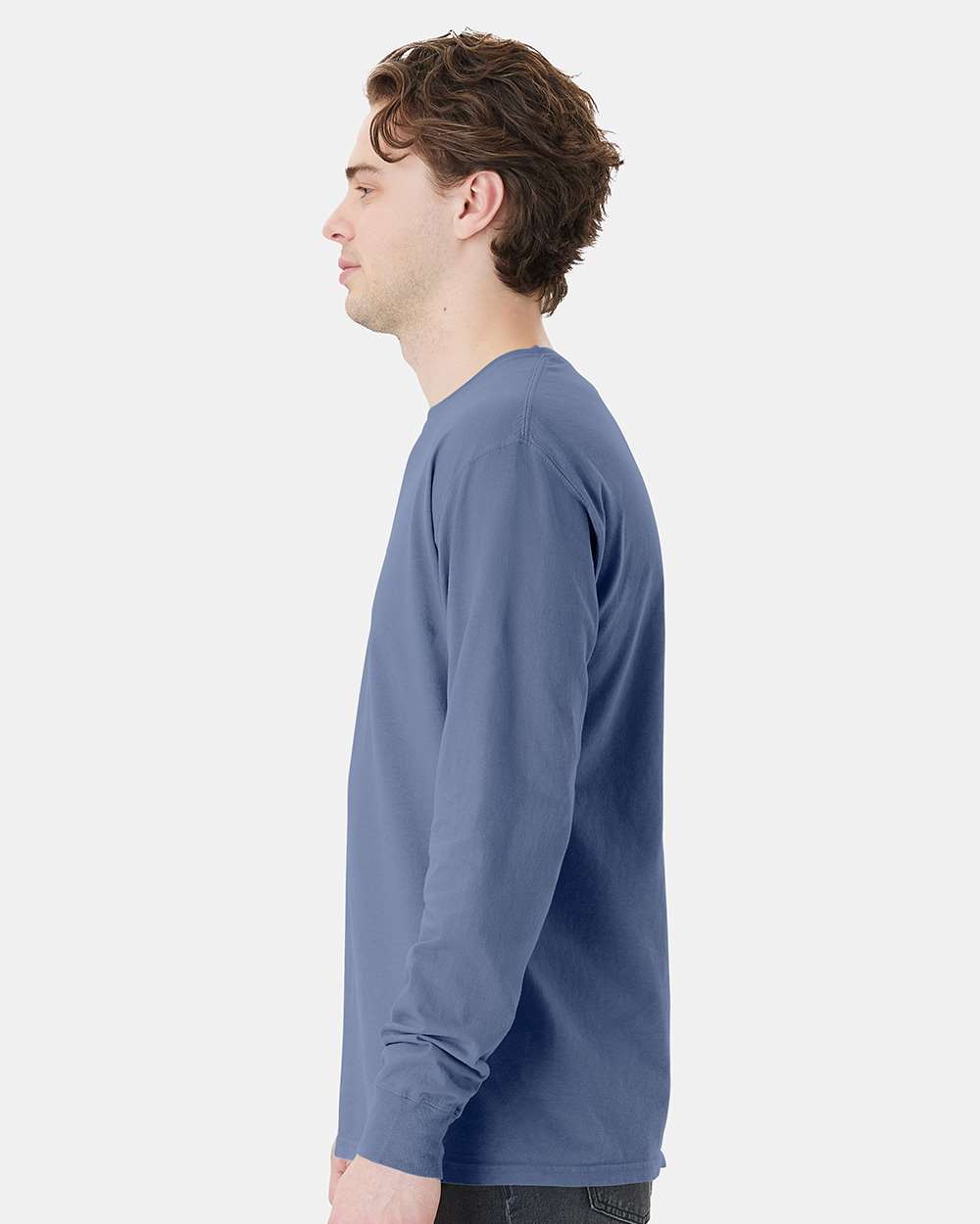 Unisex Garment-Dyed Long Sleeve T-Shirt With a Pocket - OnModelSide - B35400283 - Saltwater