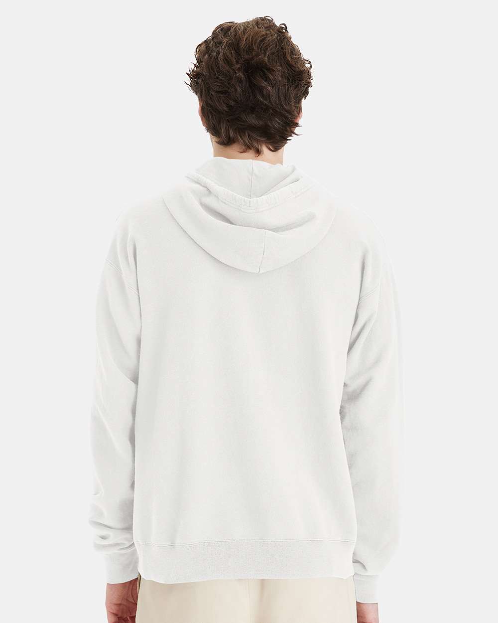 Unisex Garment-Dyed Hooded Sweatshirt - OnModelBack - B35800013 - White