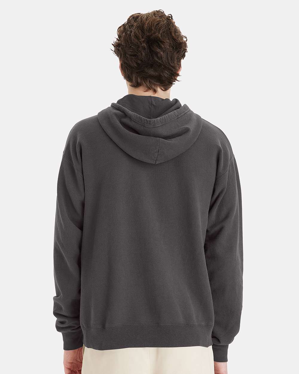 Unisex Garment-Dyed Hooded Sweatshirt - OnModelBack - B35800093 - New Railroad Grey