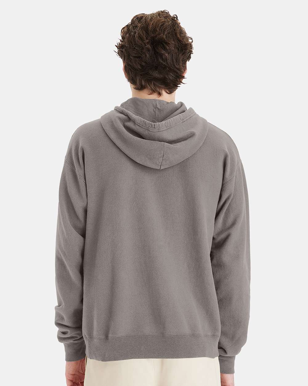Unisex Garment-Dyed Hooded Sweatshirt - OnModelBack - B35800133 - Concrete Grey