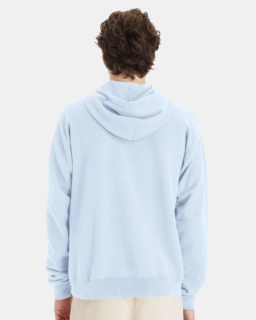 Unisex Garment-Dyed Hooded Sweatshirt - OnModelBack - B35800263 - Soothing Blue