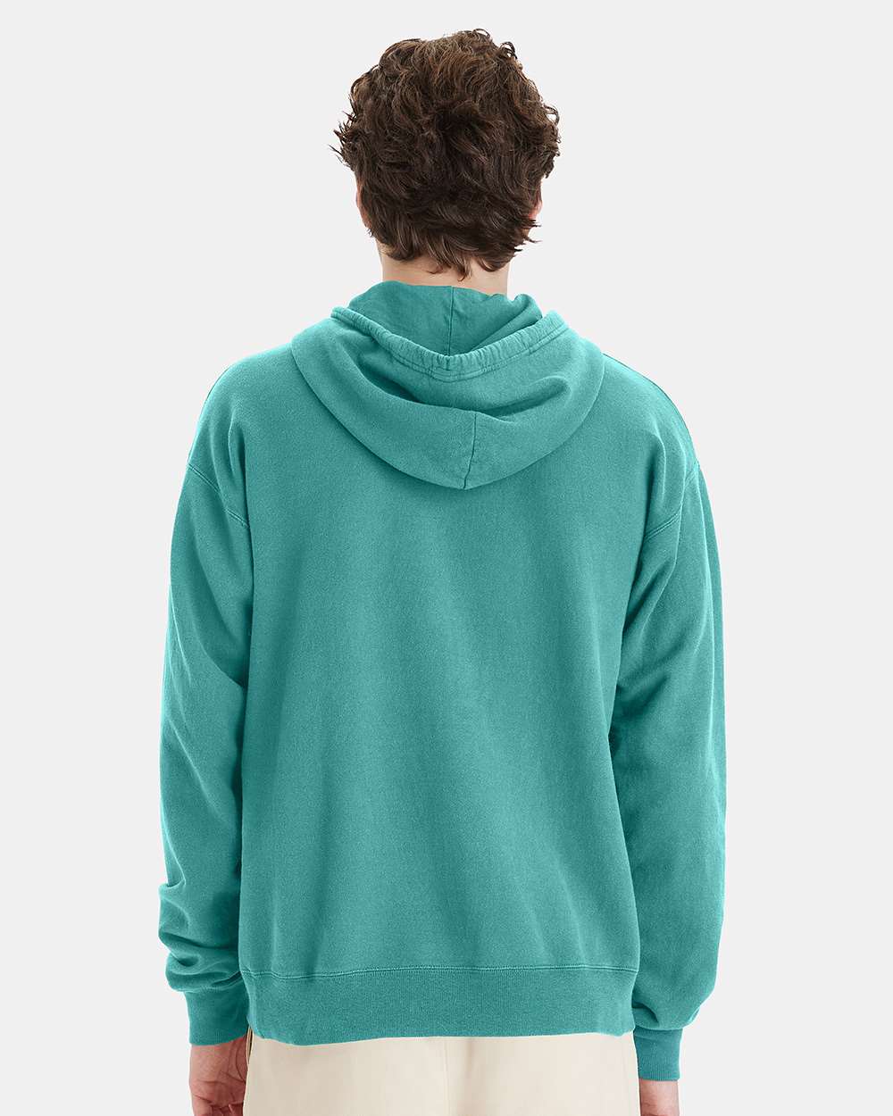 Unisex Garment-Dyed Hooded Sweatshirt - OnModelBack - B35800293 - Spanish Moss