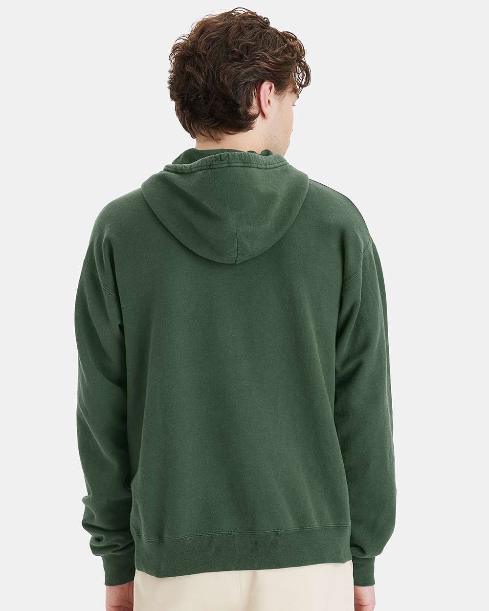 Unisex Garment-Dyed Hooded Sweatshirt - OnModelBack - B35800343 - Field Green