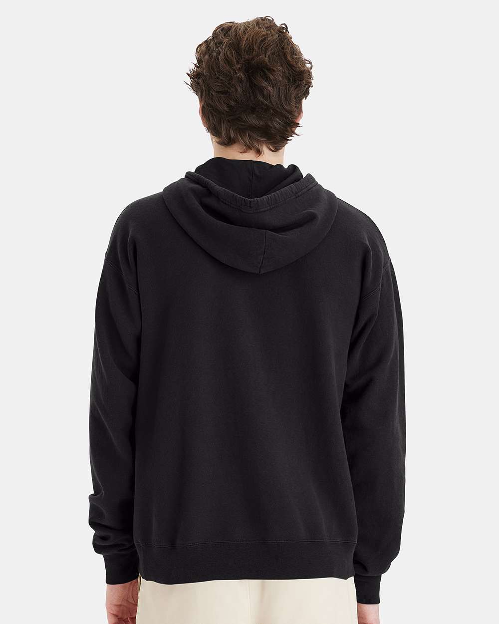 Unisex Garment-Dyed Hooded Sweatshirt - OnModelBack - B35800503 - Black