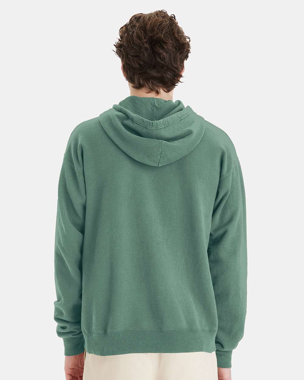 Unisex Garment-Dyed Hooded Sweatshirt - OnModelBack - B35800543 - Cypress Green