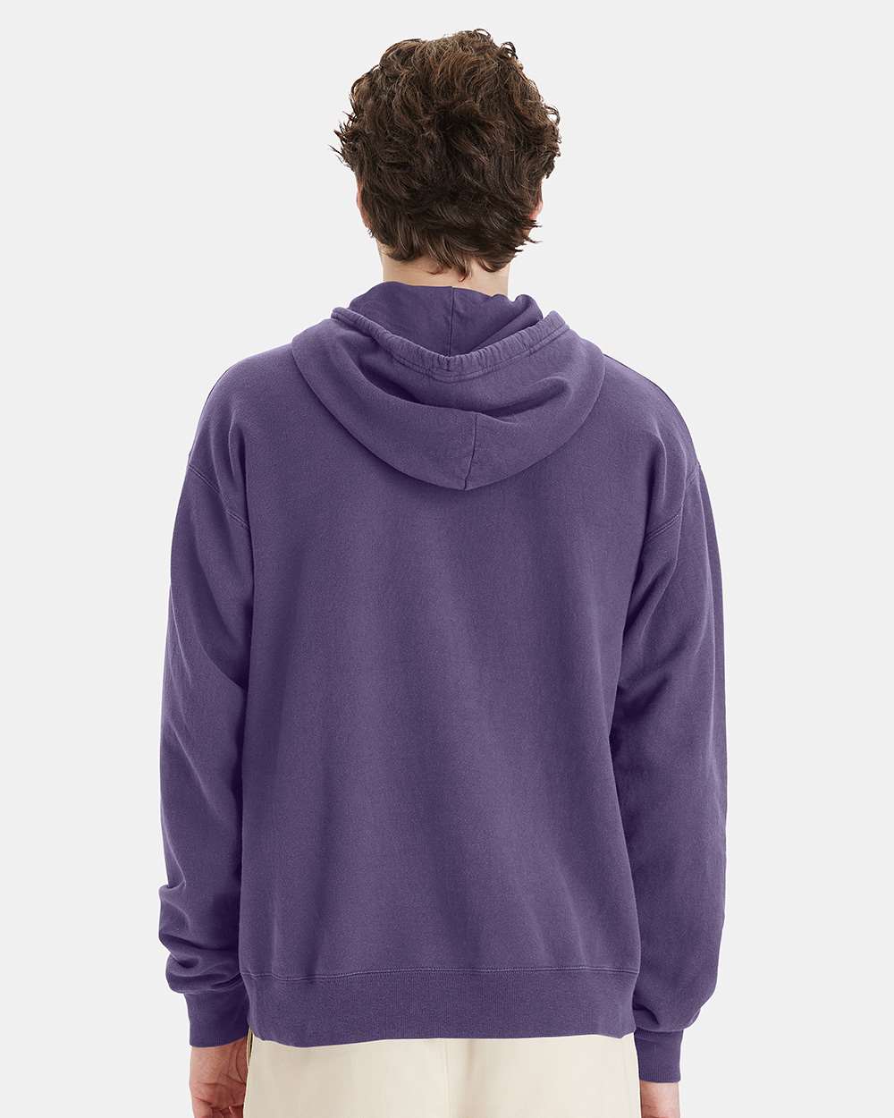 Unisex Garment-Dyed Hooded Sweatshirt - OnModelBack - B35800673 - Grape Soda