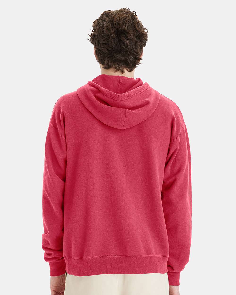 Unisex Garment-Dyed Hooded Sweatshirt - OnModelBack - B35800703 - Crimson Fall