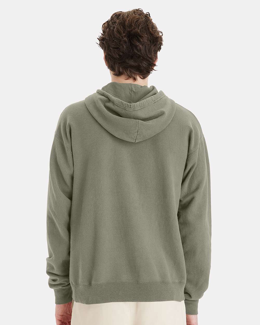 Unisex Garment-Dyed Hooded Sweatshirt - OnModelBack - B35800773 - Faded Fatigue
