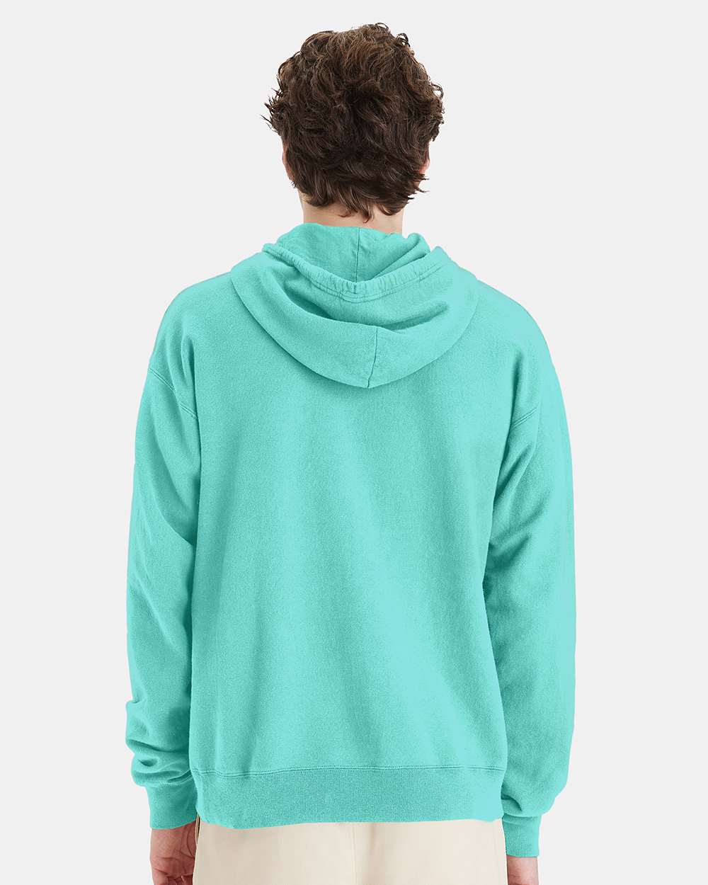 Unisex Garment-Dyed Hooded Sweatshirt - OnModelBack - B35800873 - Mint