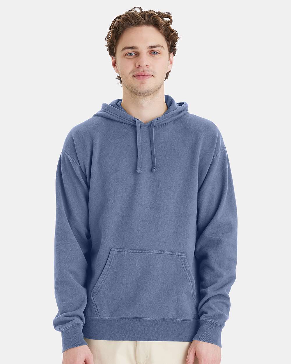 Unisex Garment-Dyed Hooded Sweatshirt - OnModelFront - B35800253 - Saltwater
