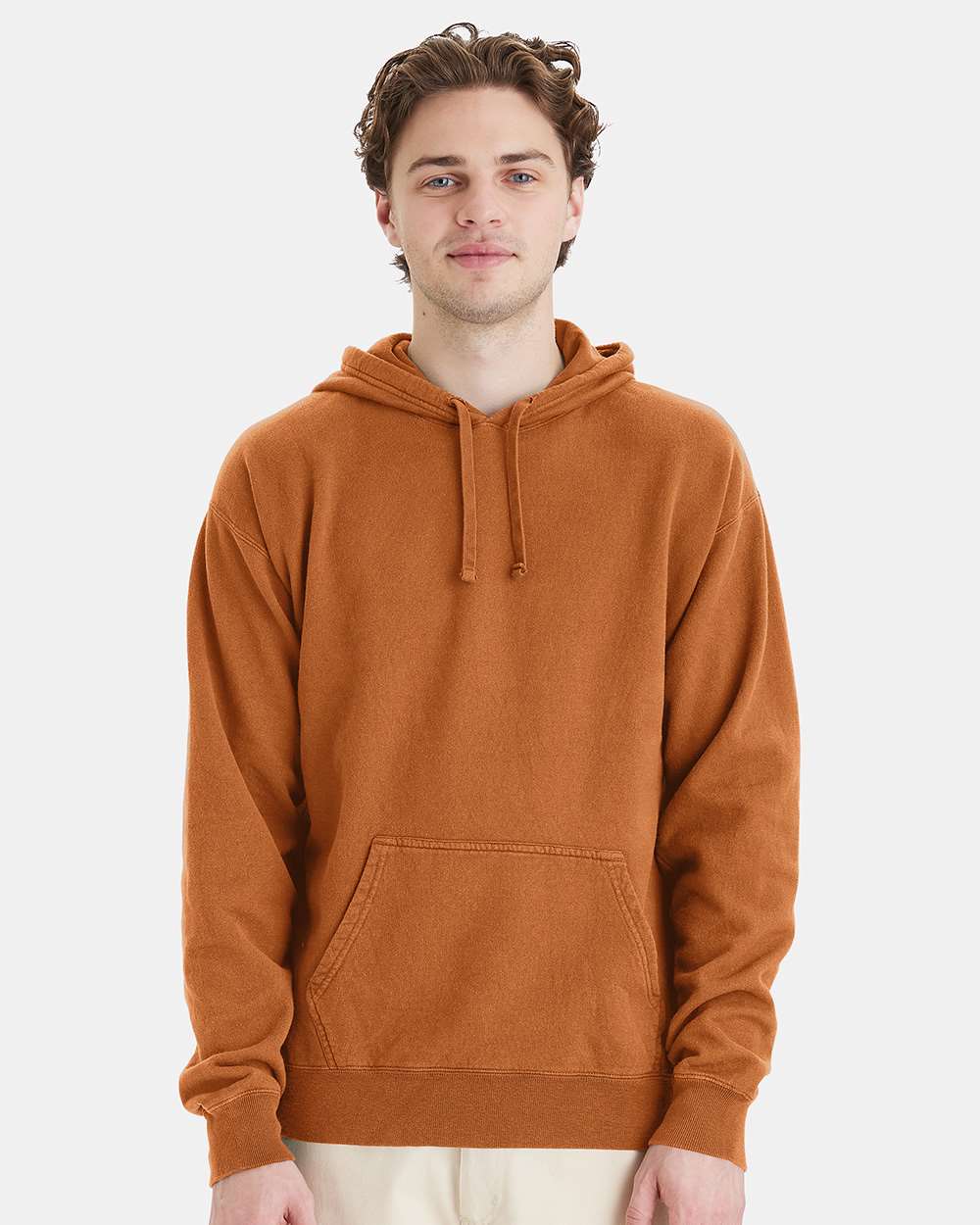 Unisex Garment-Dyed Hooded Sweatshirt - OnModelFront - B35800333 - Texas Orange