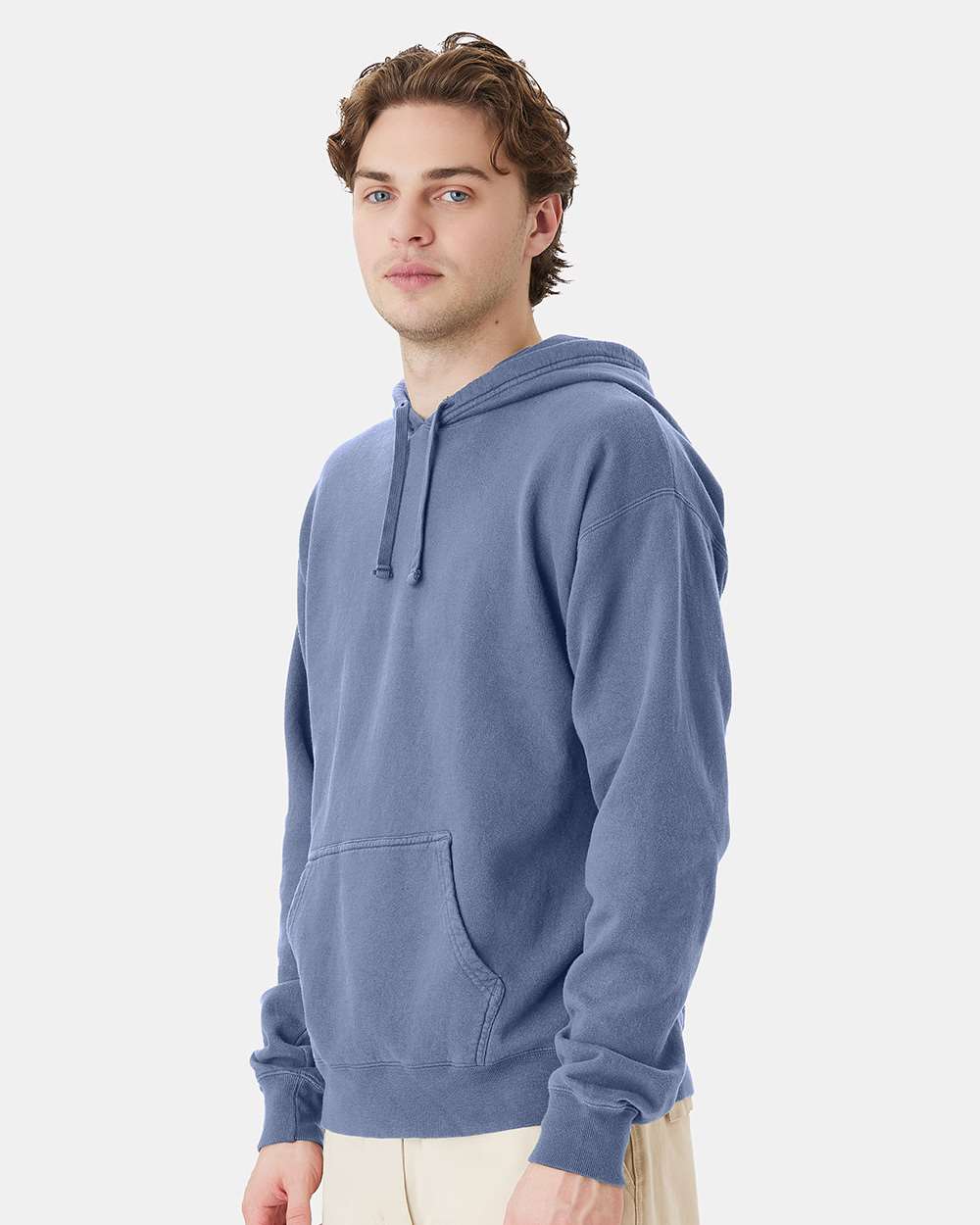 Unisex Garment-Dyed Hooded Sweatshirt - OnModelSide - B35800253 - Saltwater