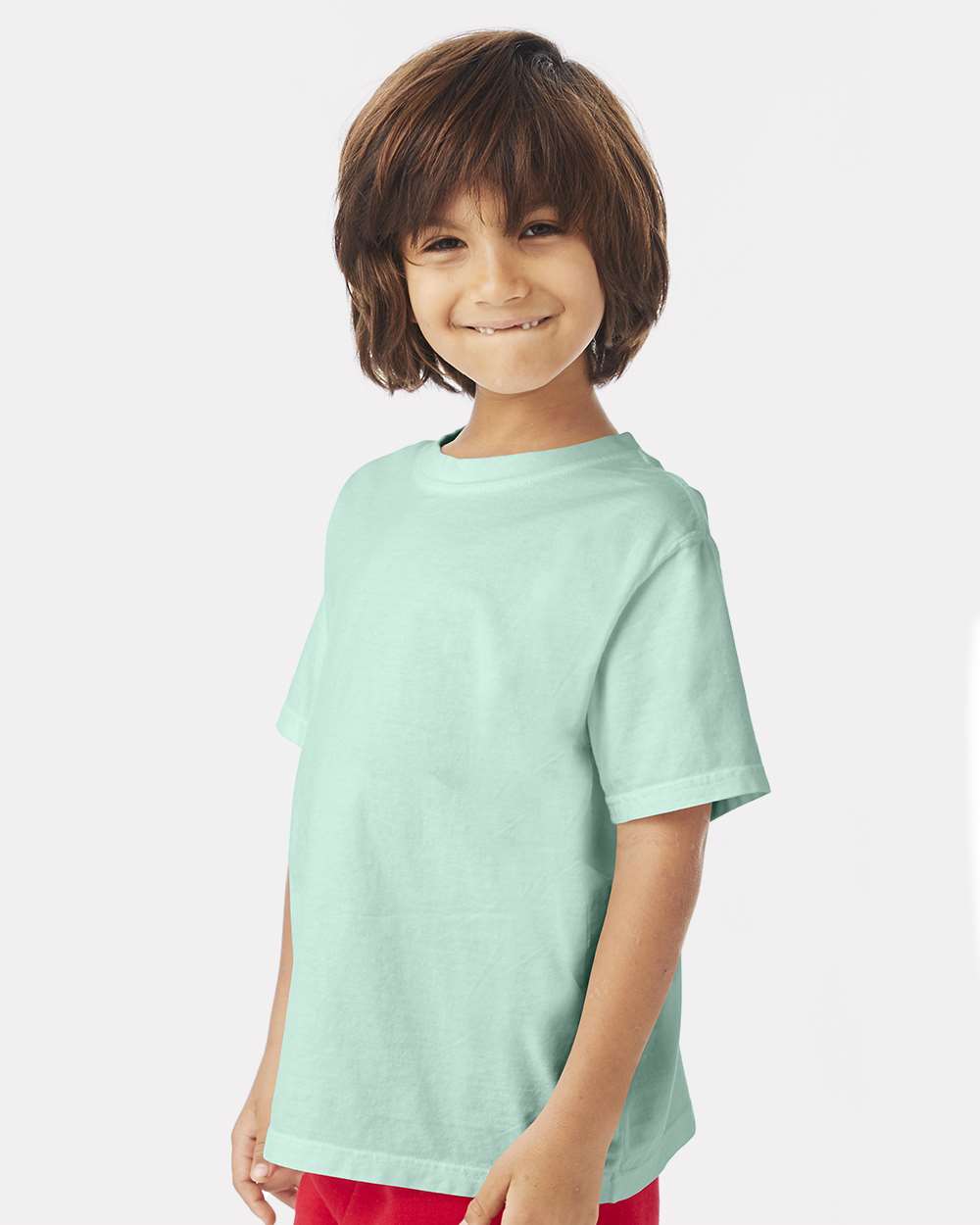 Youth Garment-Dyed T-Shirt - OnModelSide - B36900472 - Honeydew