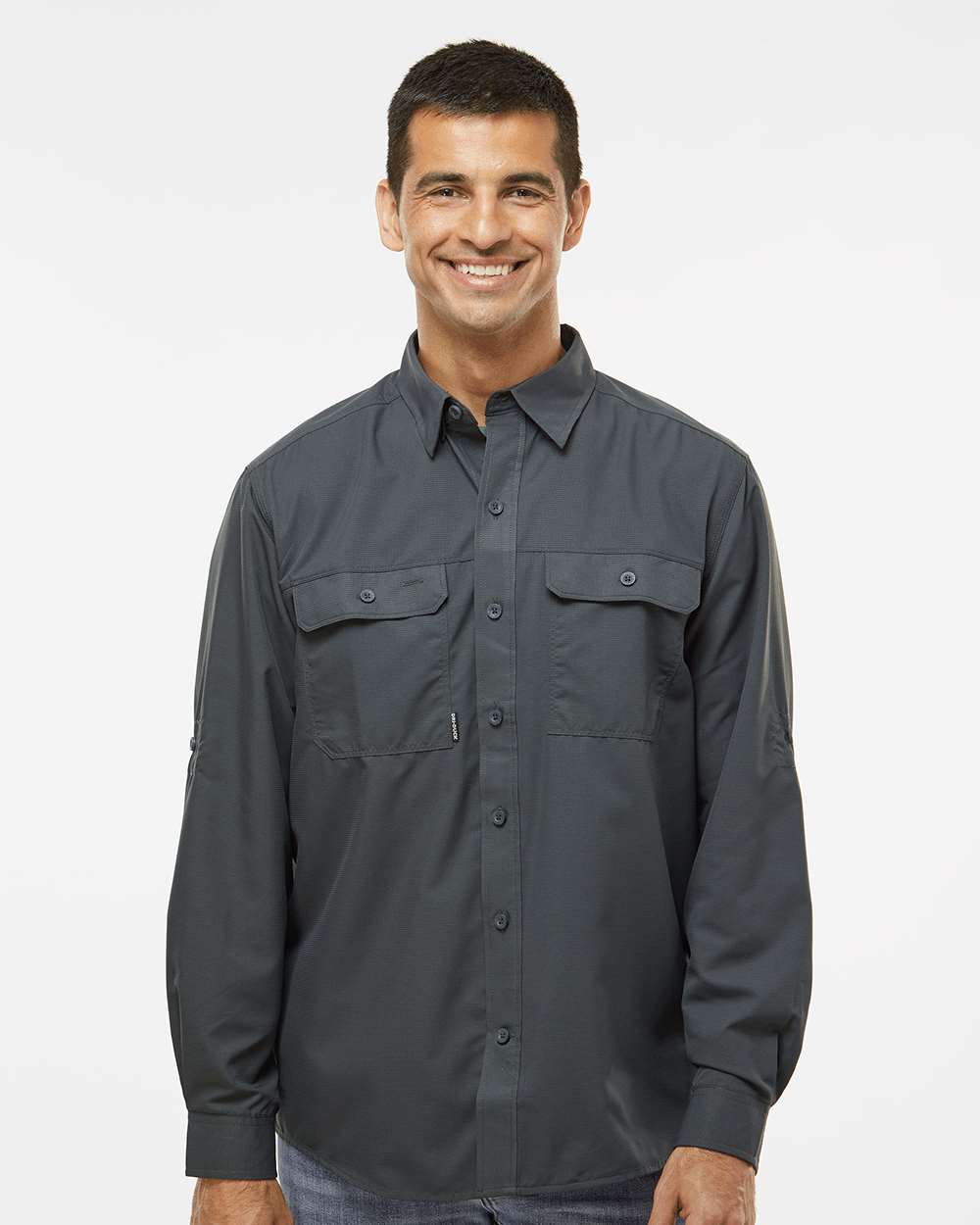 Men's Crossroad Woven Shirt - OnModelFront - B03067583 - Charcoal