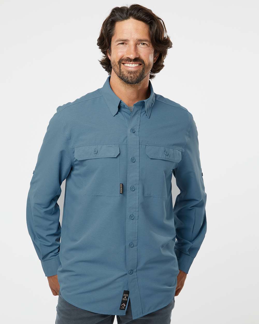 Men's Crossroad Woven Shirt - OnModelFront - B03067903 - Slate Blue