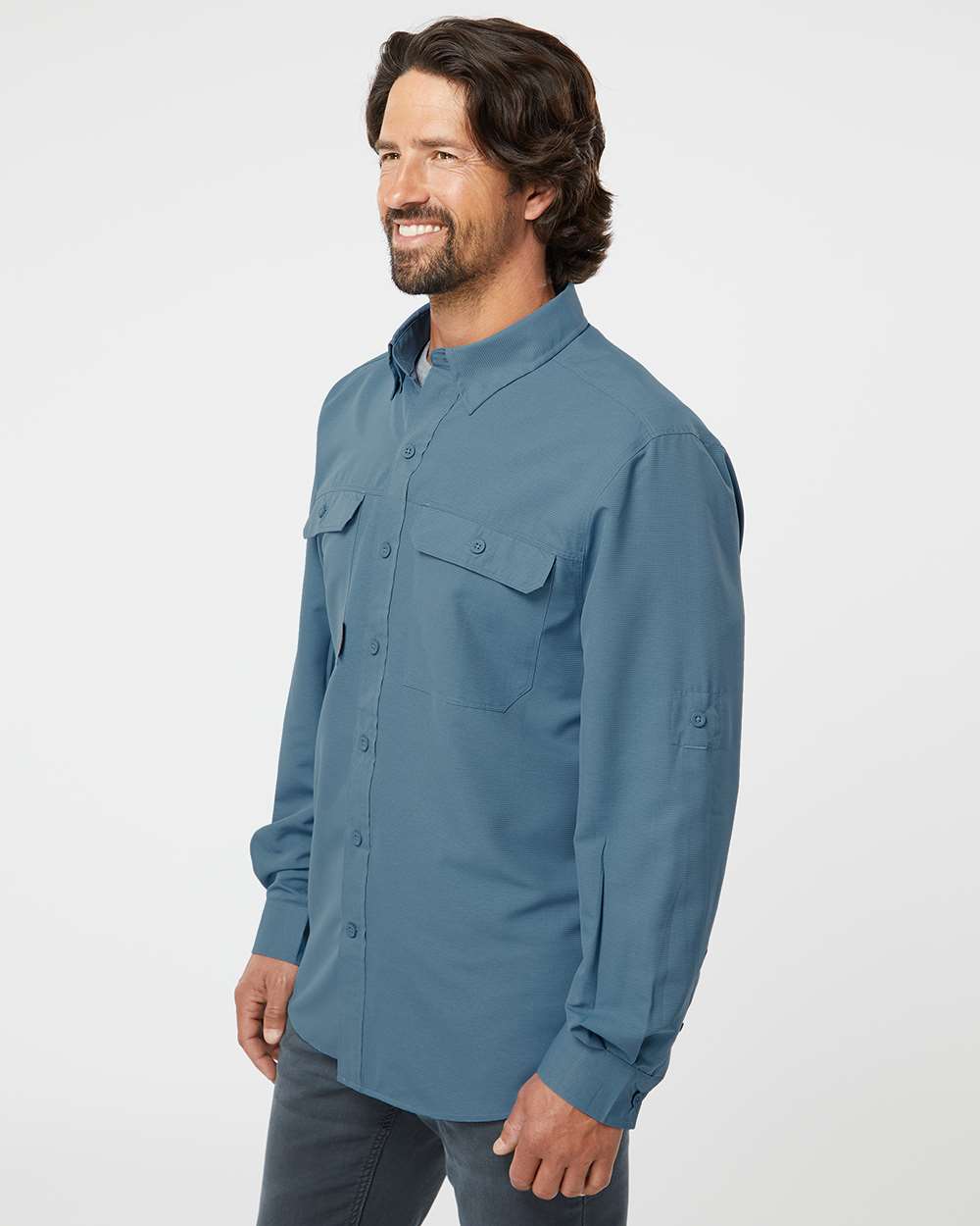 Men's Crossroad Woven Shirt - OnModelSide - B03067903 - Slate Blue