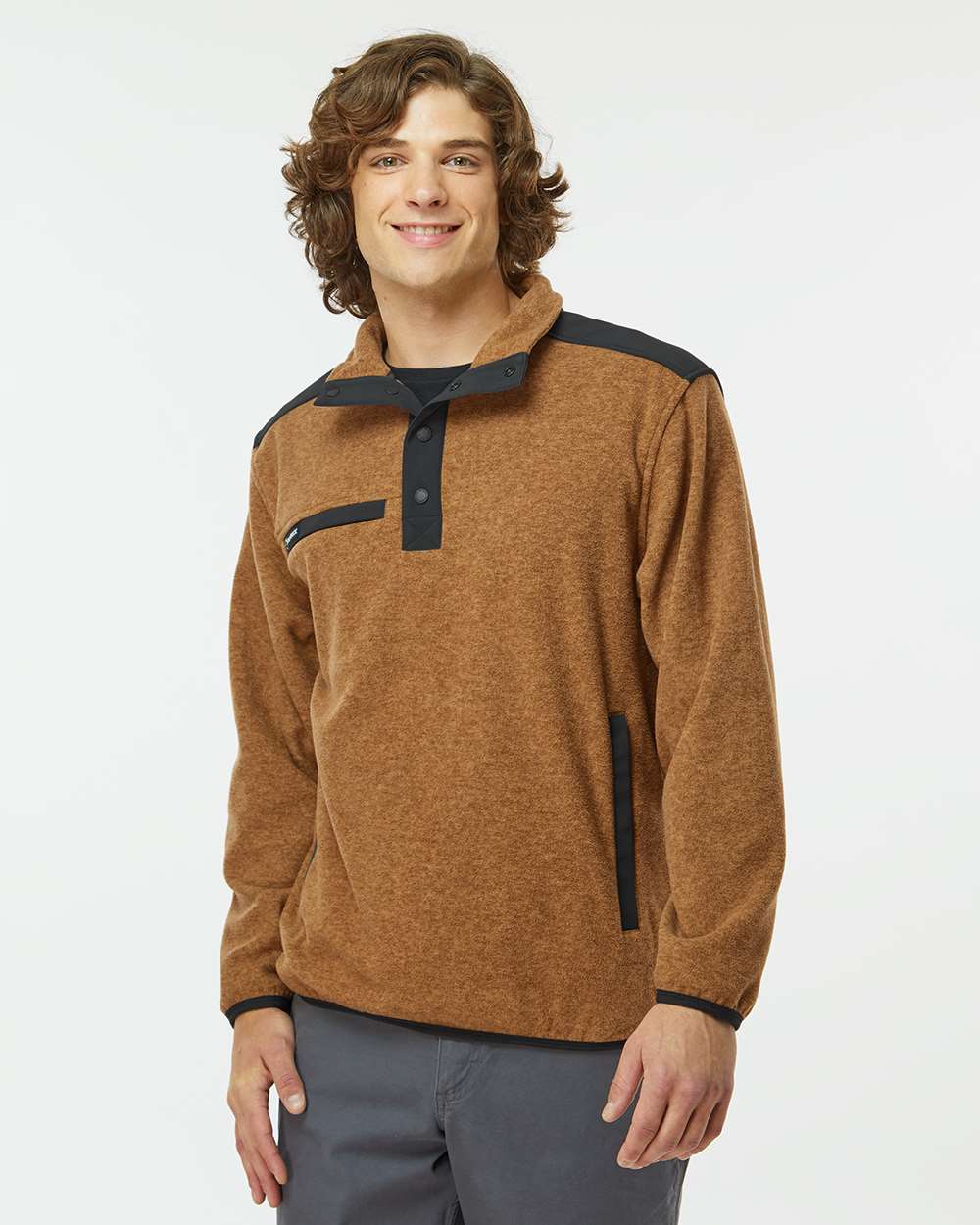 Men's Ranger Melange Fleece Pullover - OnModelFront - B05267283 - Saddle