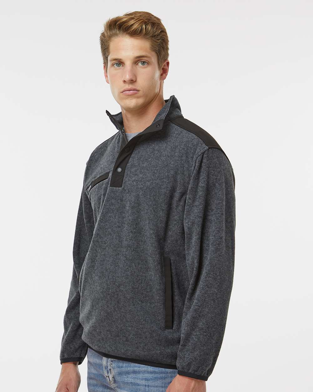 Men's Ranger Melange Fleece Pullover - OnModelSide - B05267583 - Charcoal