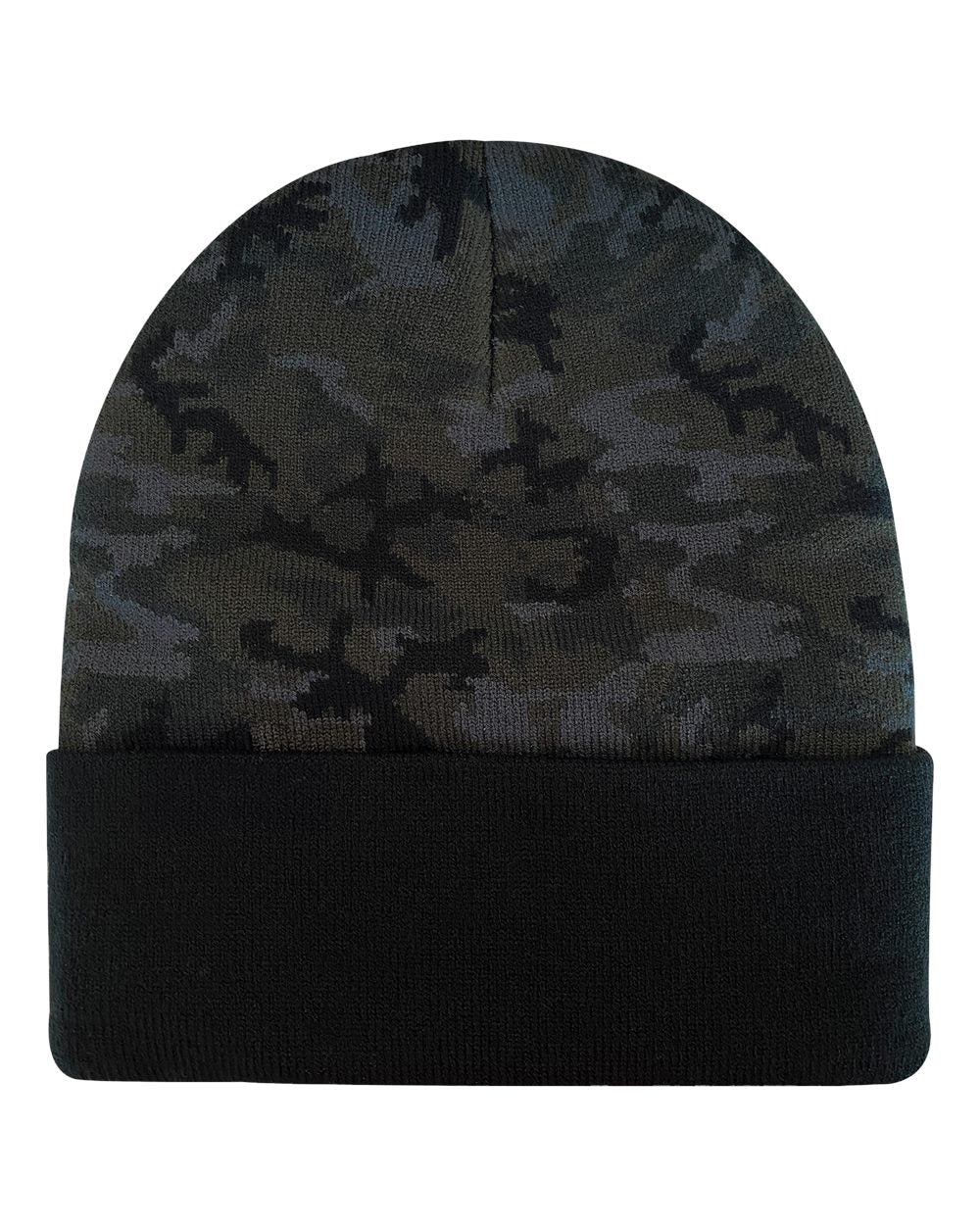 Coleman Cuffed Beanie - Back - B14295520 - Black Woodland Camo