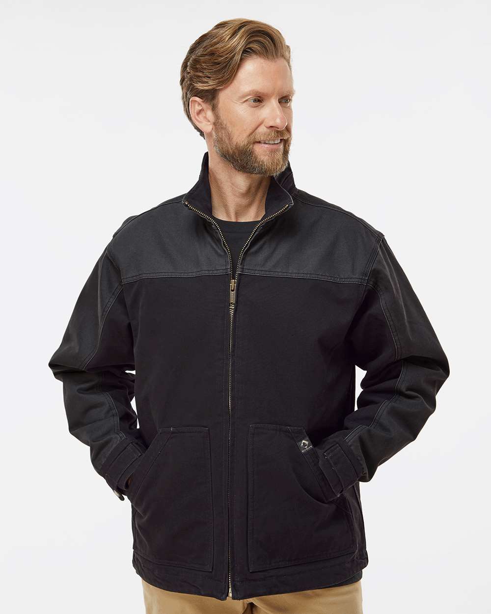 Men's Horizon Boulder Cloth™ Canvas Jacket - OnModelFront - B84667503 - Black/ Charcoal