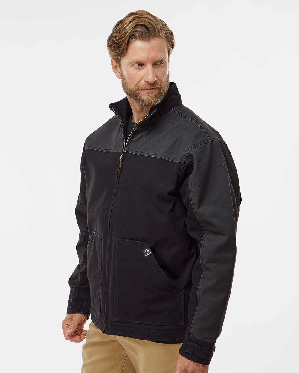 Men's Horizon Boulder Cloth™ Canvas Jacket - OnModelSide - B84667503 - Black/ Charcoal