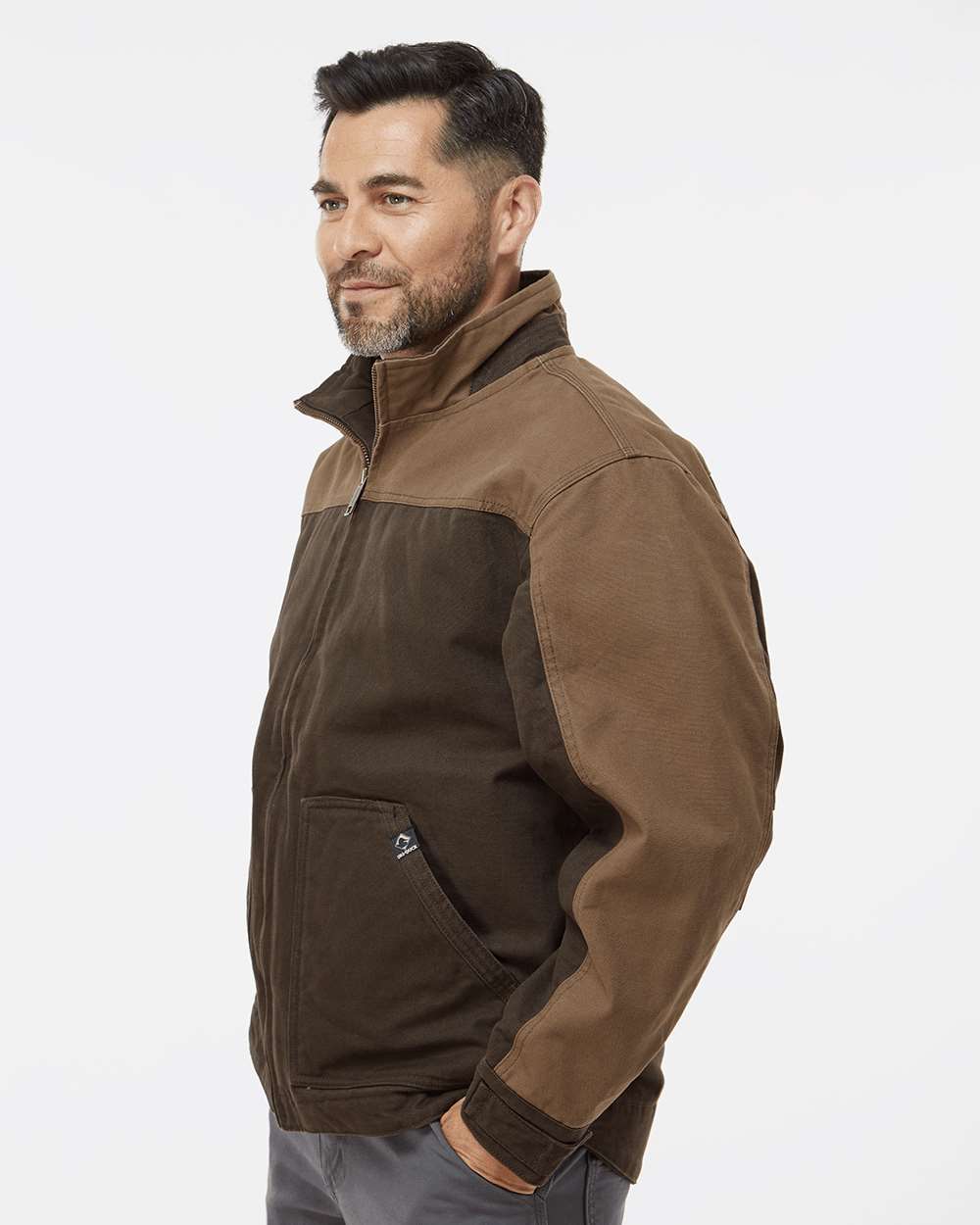 Men's Horizon Boulder Cloth™ Canvas Jacket - OnModelSide - B84667553 - Tobacco/ Field Khaki
