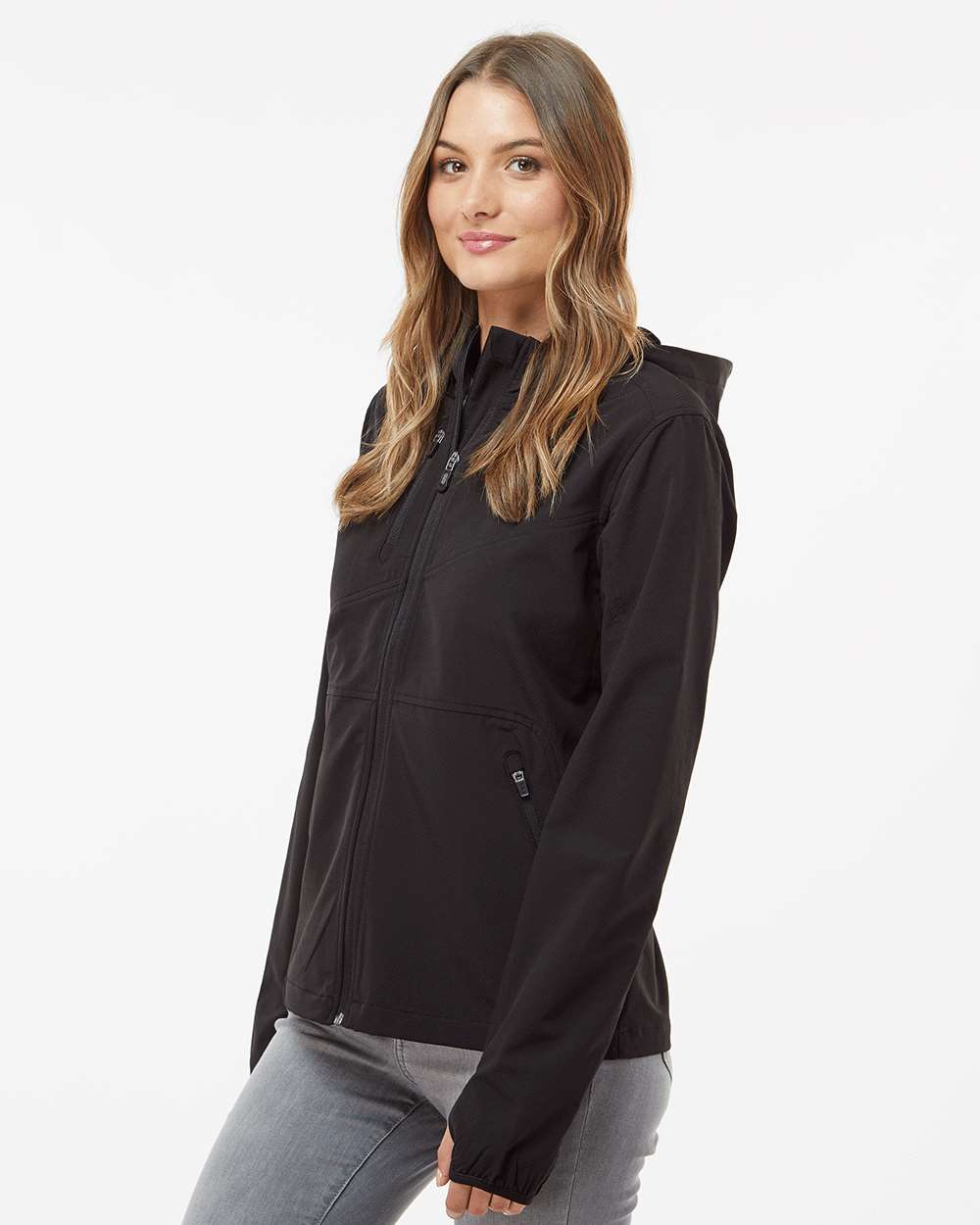 Women's Ascent Soft Shell Hooded Jacket - OnModelSide - B40067503 - Black