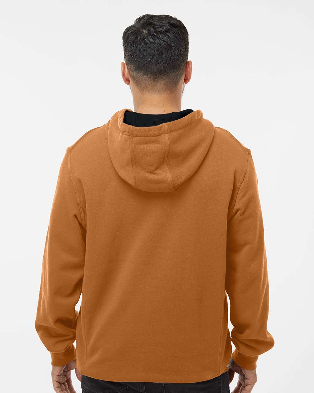 Men's Woodland Fleece Hooded Pullover - OnModelBack - B01567283 - Saddle