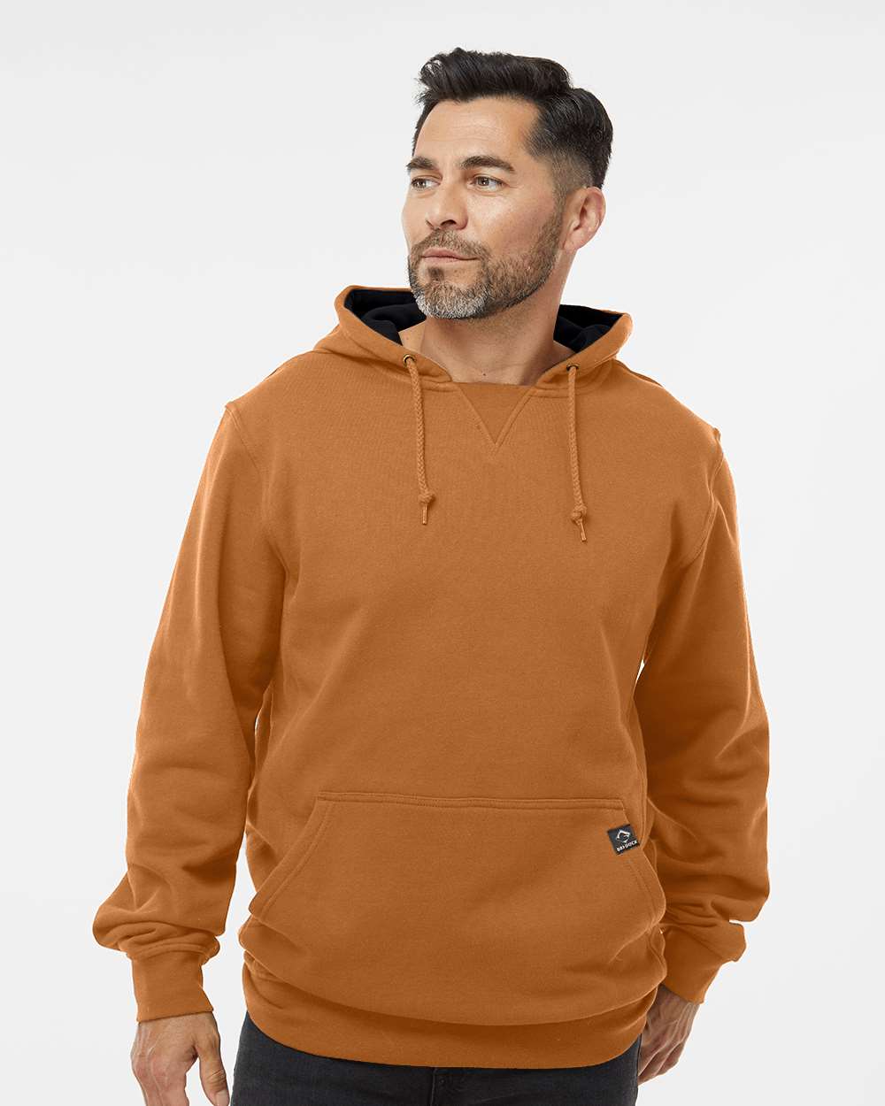 Men's Woodland Fleece Hooded Pullover - OnModelFront - B01567283 - Saddle