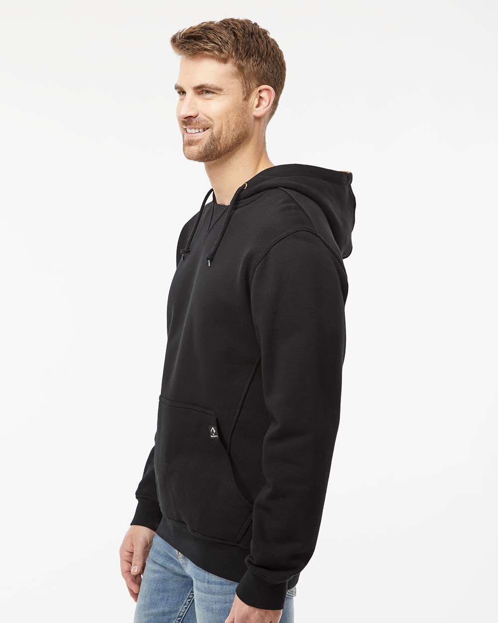 Men's Woodland Fleece Hooded Pullover - OnModelSide - B01567503 - Black