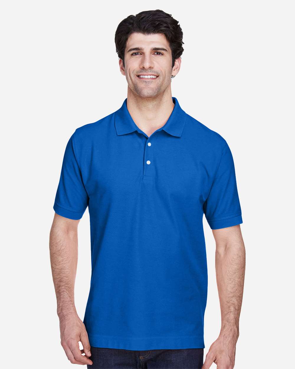 Men's Pima Piqué Polo - OnModelFront - B591B2252 - French Blue