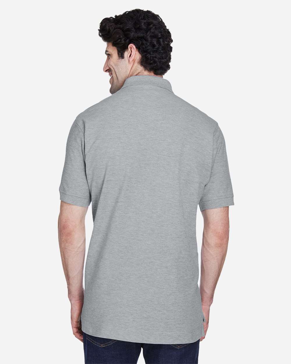 Men's Pima Piqué Polo - OnModelFront - B591B2352 - Grey Heather