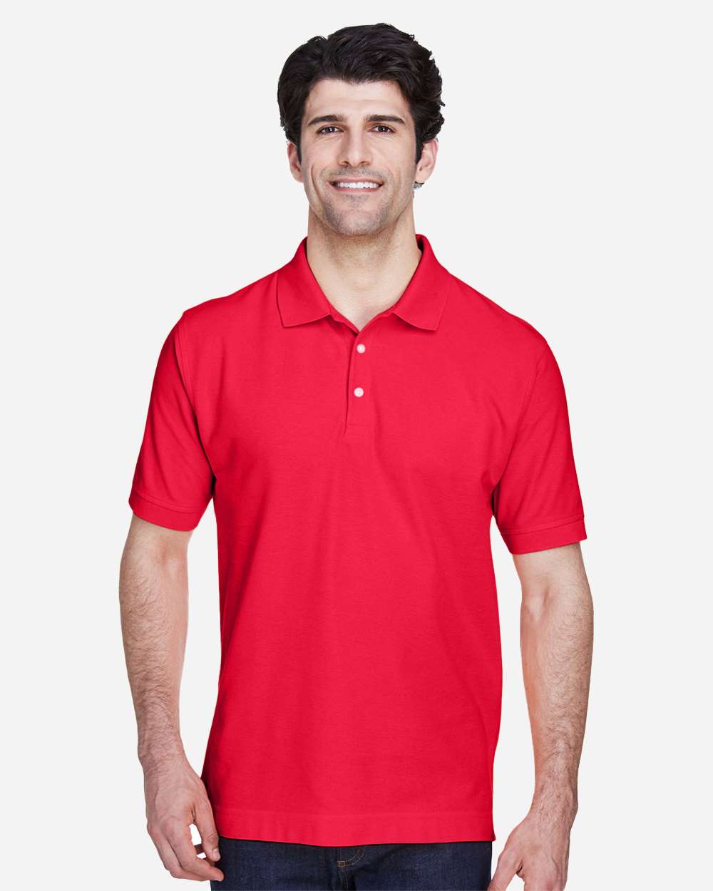 Men's Pima Piqué Polo - OnModelFront - B591B2702 - Red