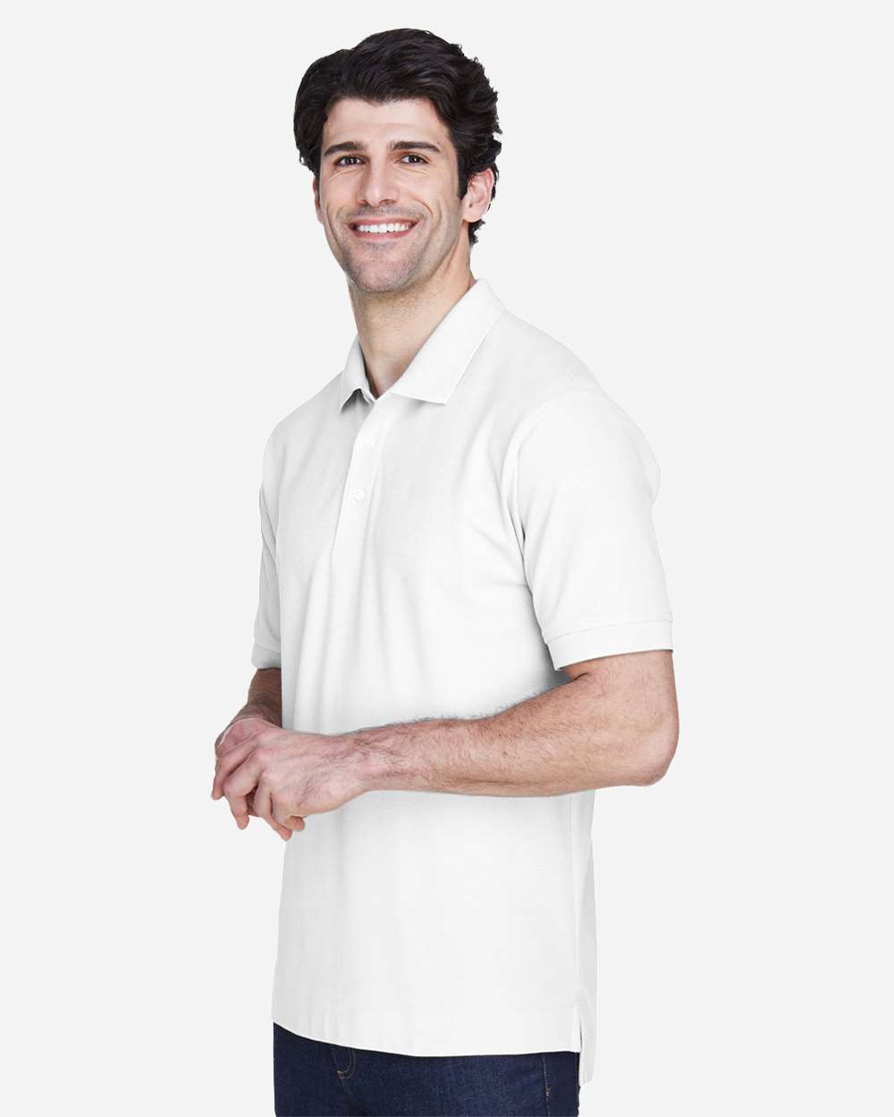 Men's Pima Piqué Polo - OnModelSide - B591B2002 - White